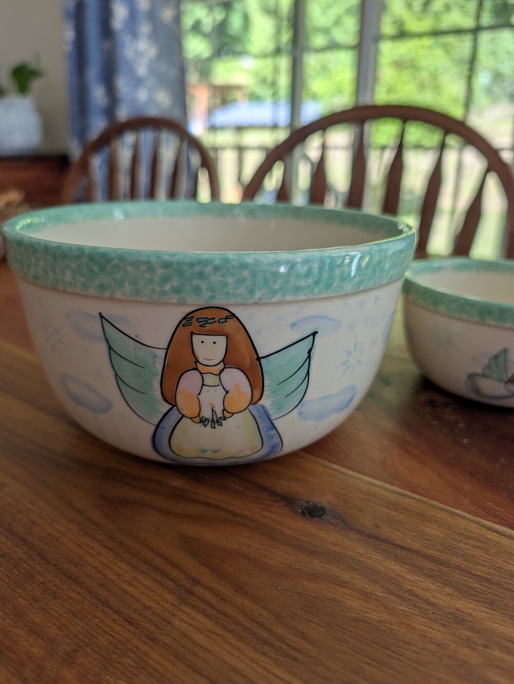 Decorative Angel Nesting Bowls- Mint Accent